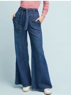Pilcro and the Letterpress wide leg high waited jeans size 30